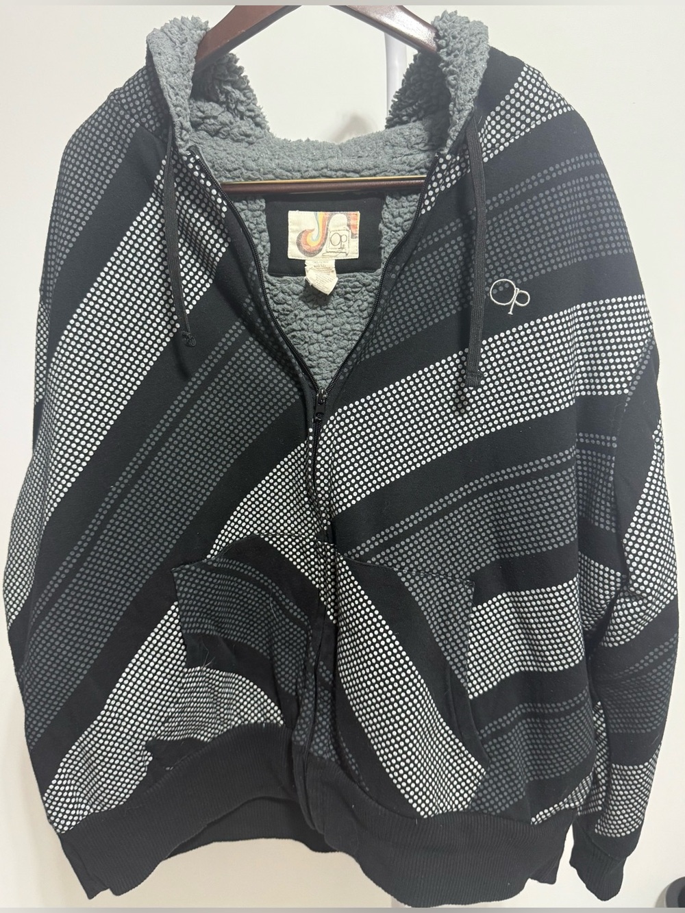 OP Men’s Black & Gray Sherpa-Lined Zip Hoodie